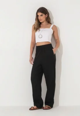 Calça Linho Traymon Comfy Com Bolsos Preto — foto 5