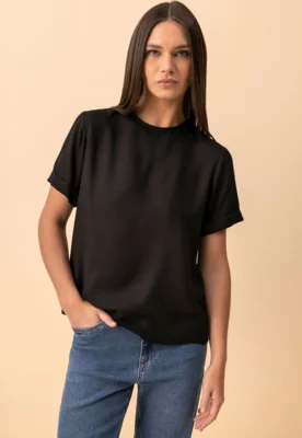 Blusa Feminina Lez a Lez Manga Curta Preta — foto 6