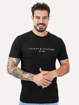 Camiseta Tommy Hilfiger Masculina Core Logo Tee Preta — foto 6