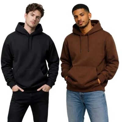Kit 2 Blusa de Frio Moletom Liso Casaco Canguru Fechado Com Capuz Inverno Preto e Café — foto 8