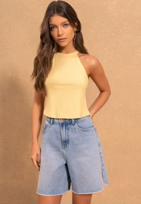 Short Feminino Lez a Lez Cintura Alta Jeans Azul — foto 4