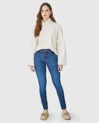 Calça Skinny Feminina Cintura Média 1 Copo D'Água Em Flex Jeans — foto 6