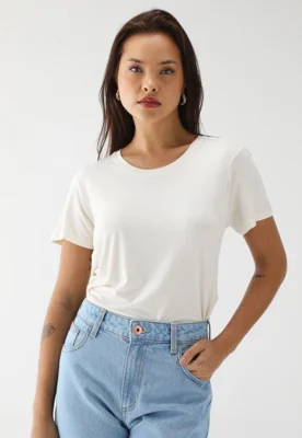 Camiseta Dudalina Reta Lisa Off-White — foto 7