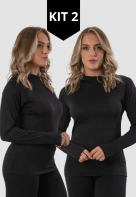 KIT 2 Blusa Térmica Diluxo Camisa Segunda Pele UV Preta — foto 4