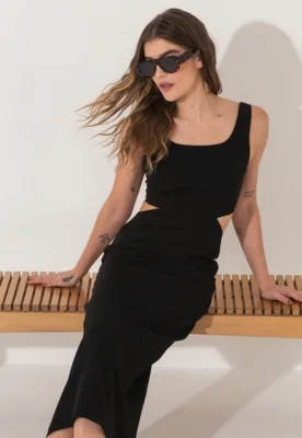 Vestido Alfaiataria Traymon Midi Preto — foto 7