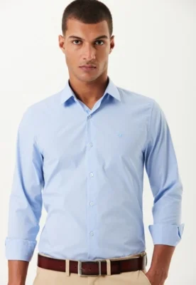 Camisa Traymon Manga Longa Slim Azul Claro — foto 6