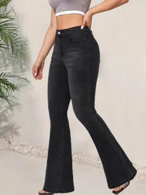 Calça Jeans Kovali Fashion Store Flare Preta com Caimento Perfeito e Conforto Absoluto — foto 5