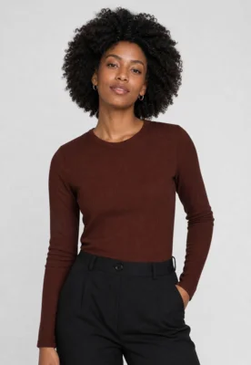 Blusa Feminina Colcci Canelada Marrom — foto 6