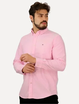 Camisa Tommy Hilfiger Masculina Regular Core Flex Poplin Rosa — foto 7