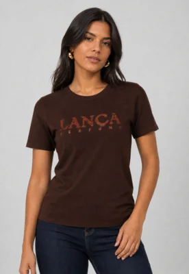 Camiseta Feminina Lança Perfume Logo Marrom — foto 5