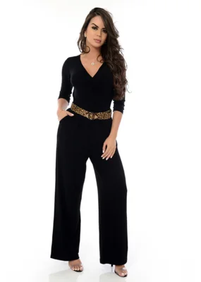 Macacão Pantalona  B’Bonnie Florence Preto — foto 7