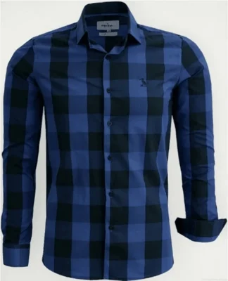 Camisa Masculina Amil Slim Xadrez Aston Algodão Manga longa Luxo Royal — foto 3