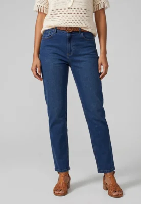 Calça Jeans Feminina Lez a Lez Cintura Média Reta Azul — foto 6
