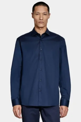 Camisa Aramis Slim Tricoline Algodão Manga Longa Marinho — foto 7