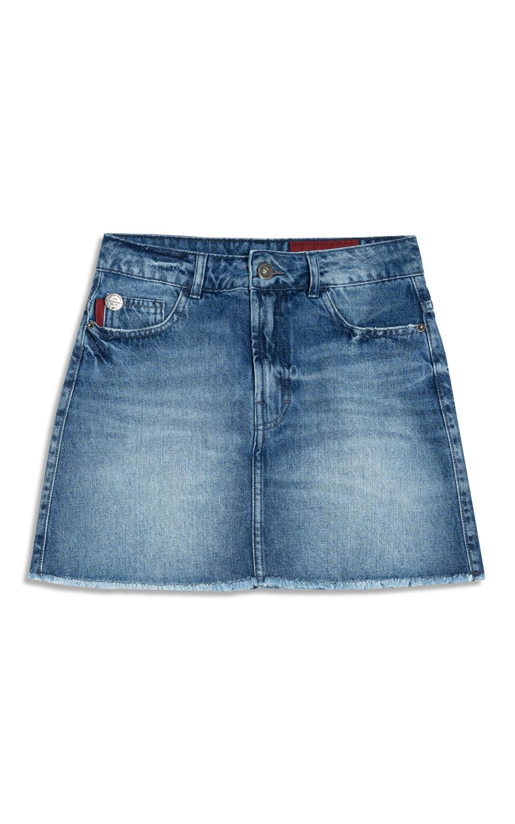 Saia Vintage Denim Emma Lav.Delave Com  Matiz