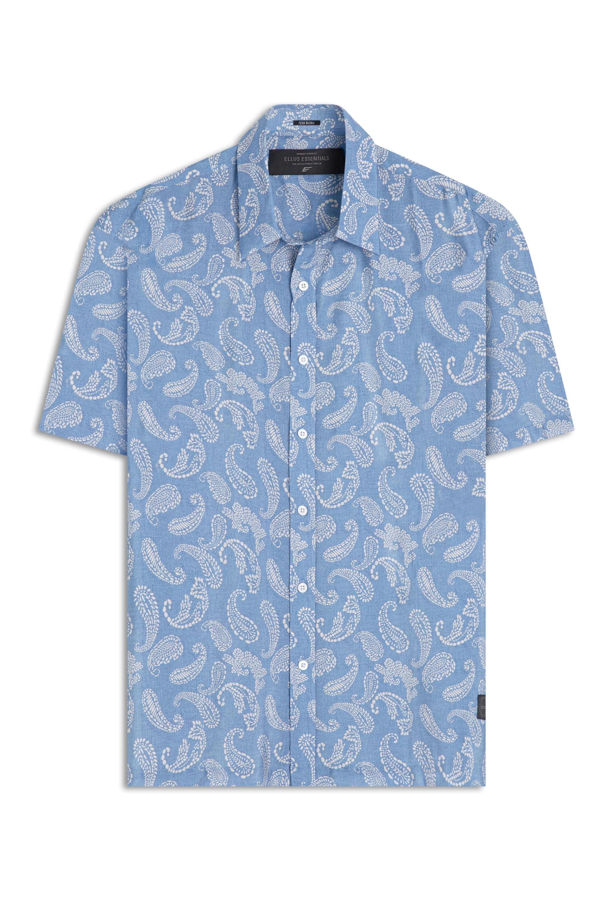 Camisa Visco Nylon Loose Paisley Azul