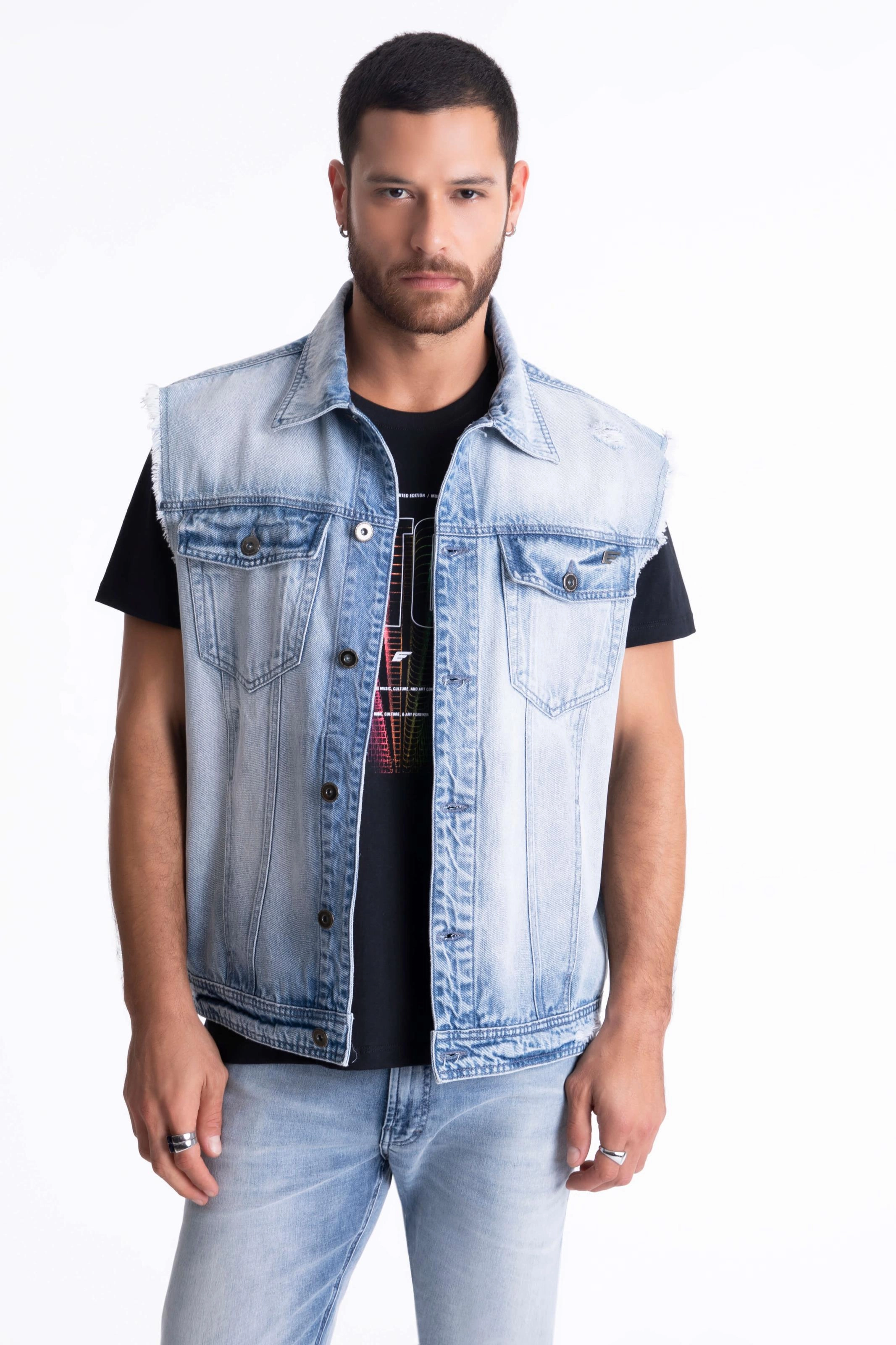 Colete Vintage Denim Ellus Lav. Claro