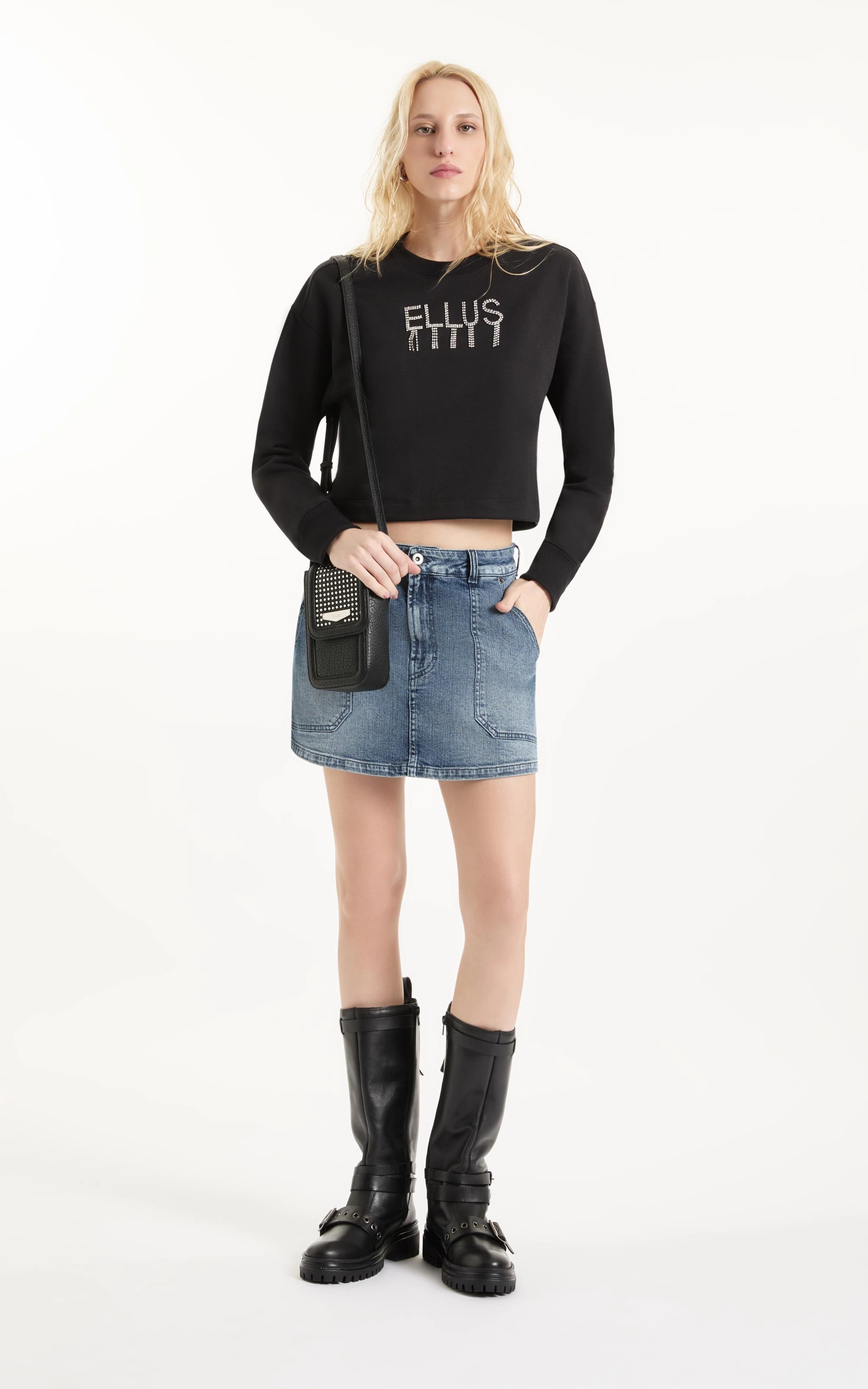 Moletom Fleece Crystal Ellus Preto
