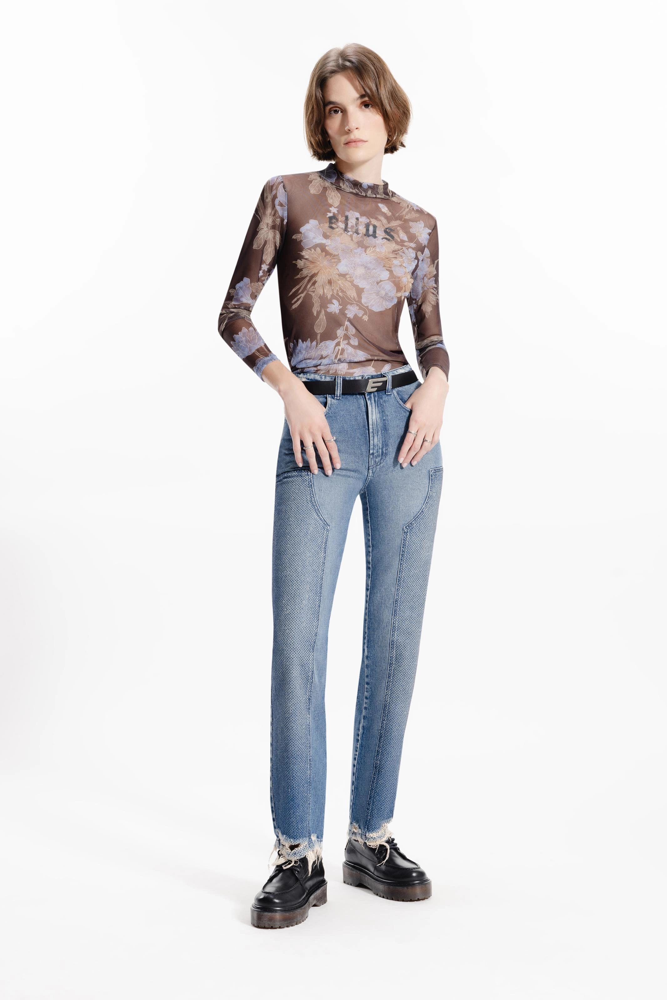 Vintage Denim Ii Hw Reta Western Médio C/ Puídos e Matriz