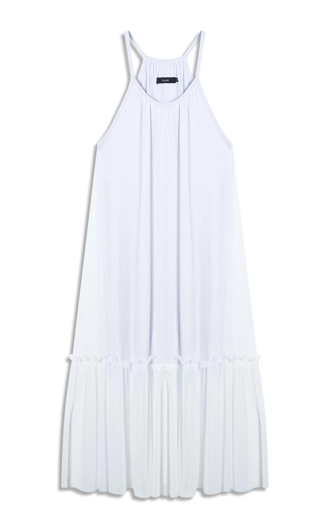 Vestido Tule Lurex Midi Branco