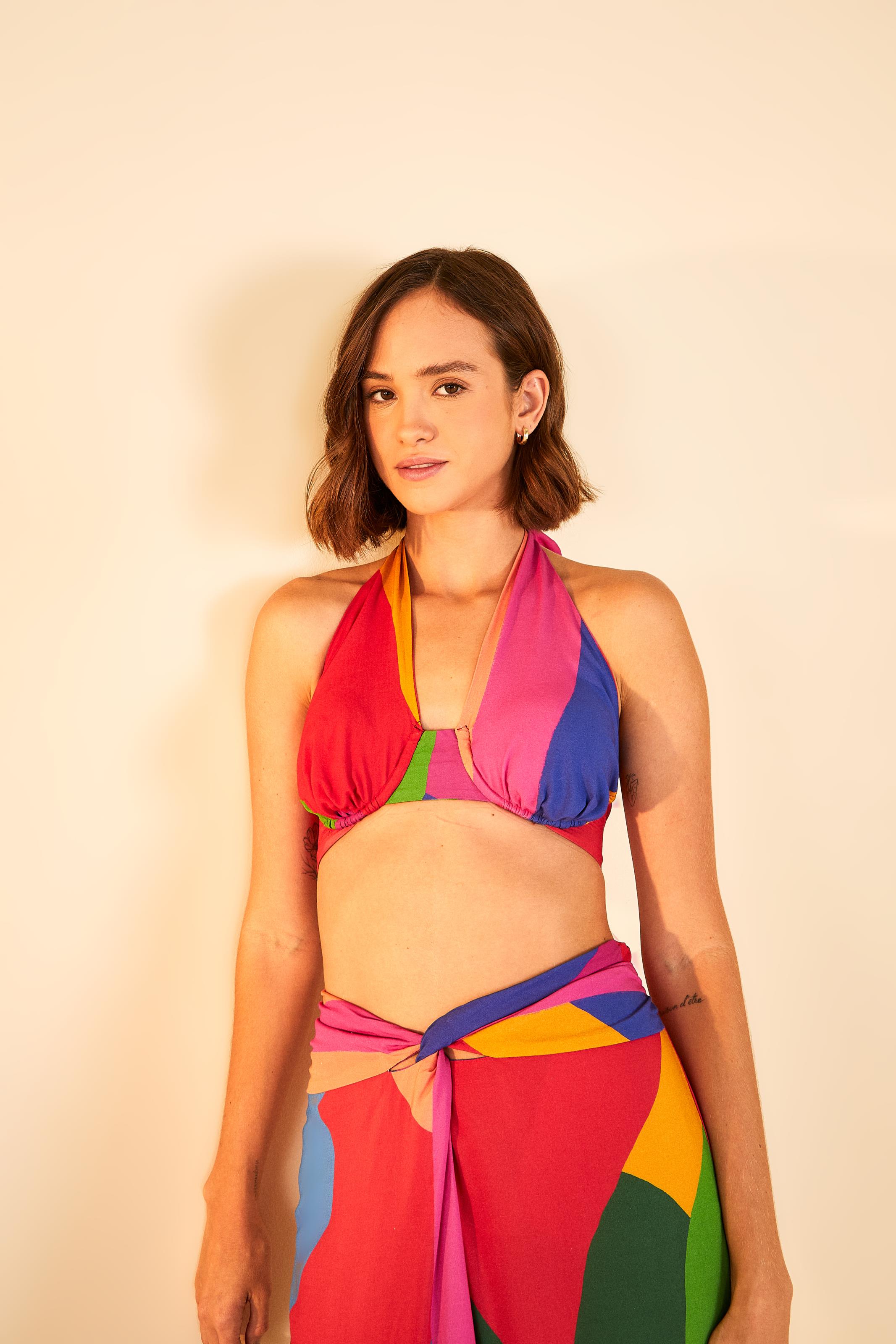 Top Bojo Lenço Estampado Costela De Cor — foto 2