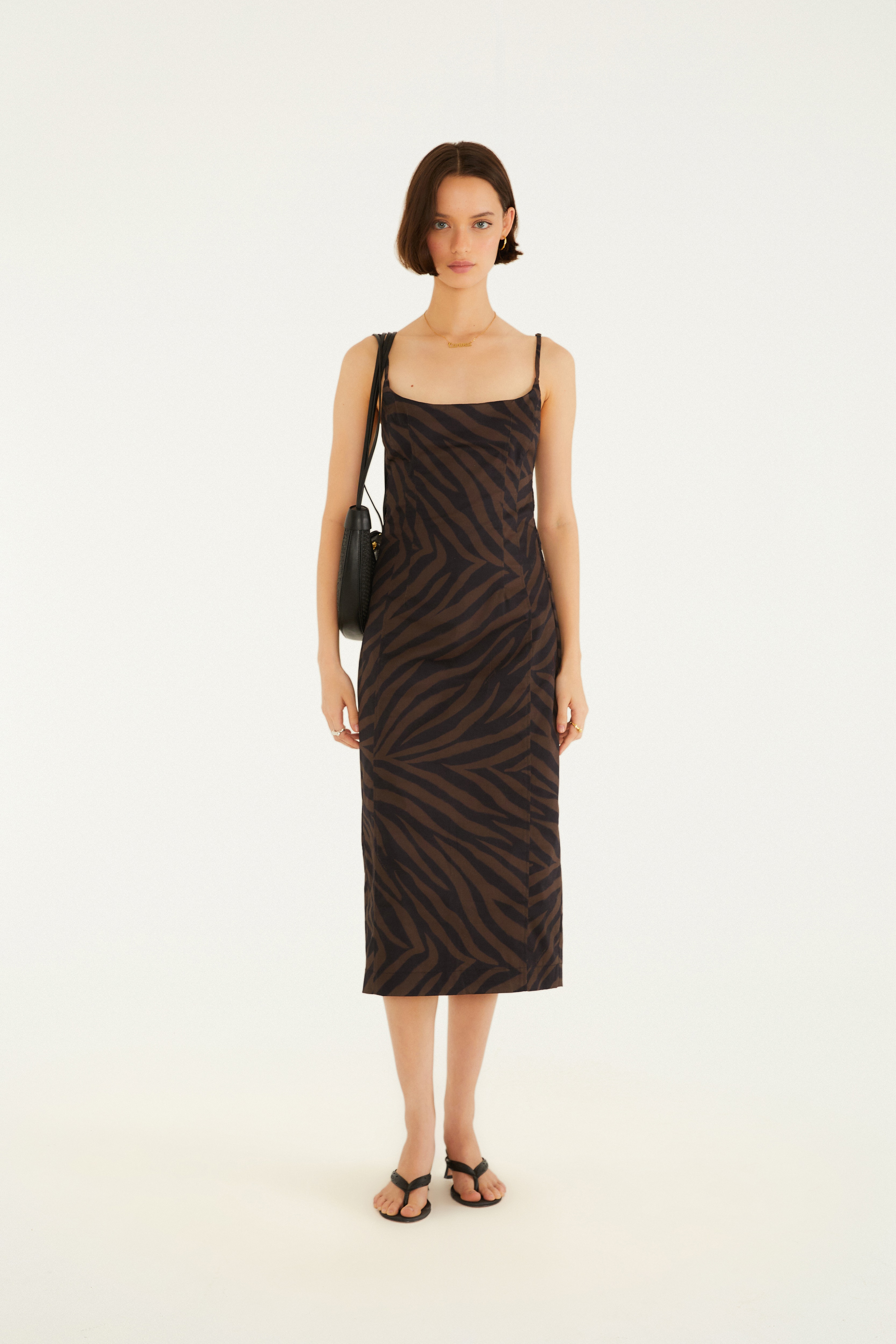 Vestido Longo Estampado Namíbia Preto