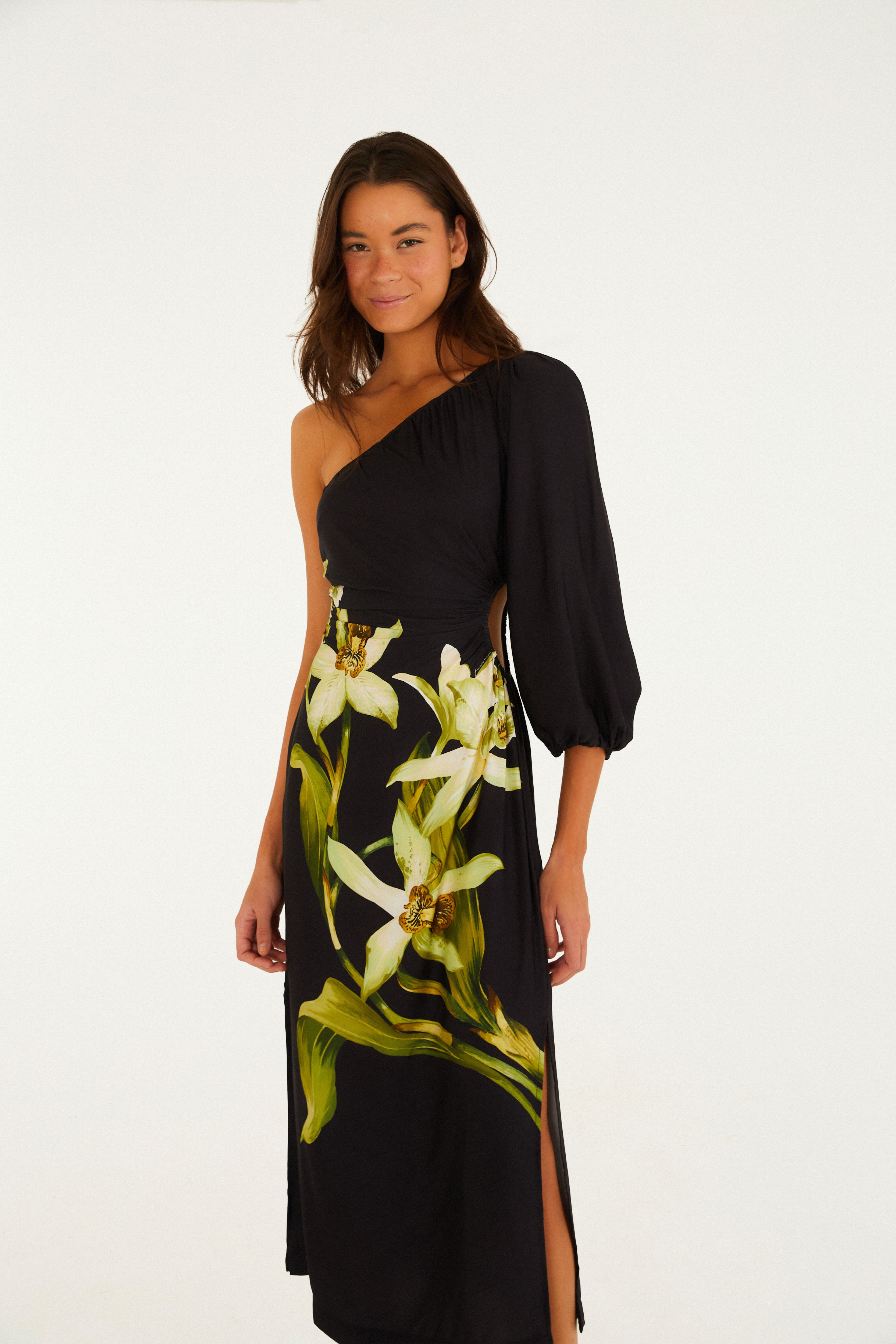 Vestido Midi Estampado Floral Orquídea — foto 2