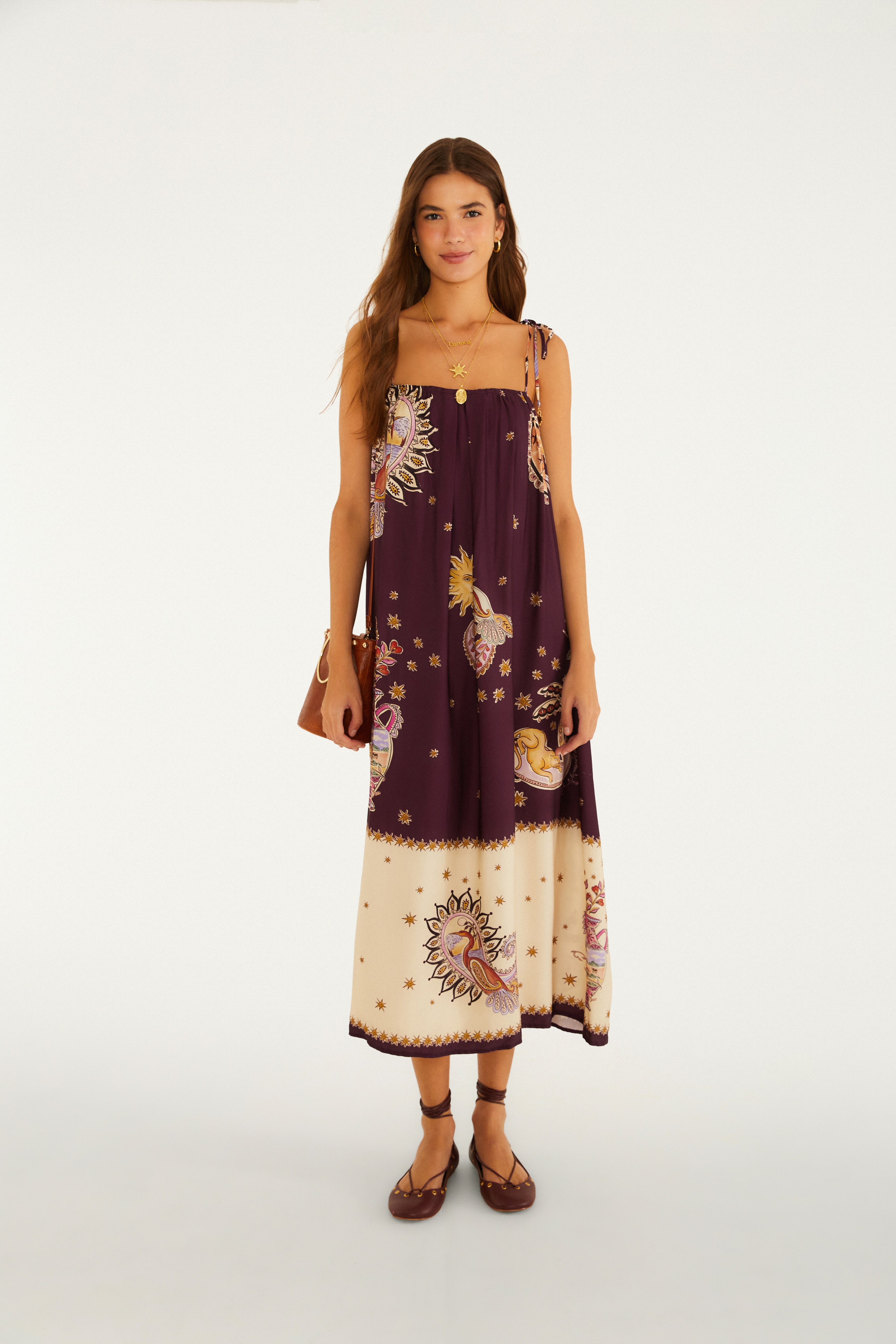 Vestido Longo Estampado Reino Místico
