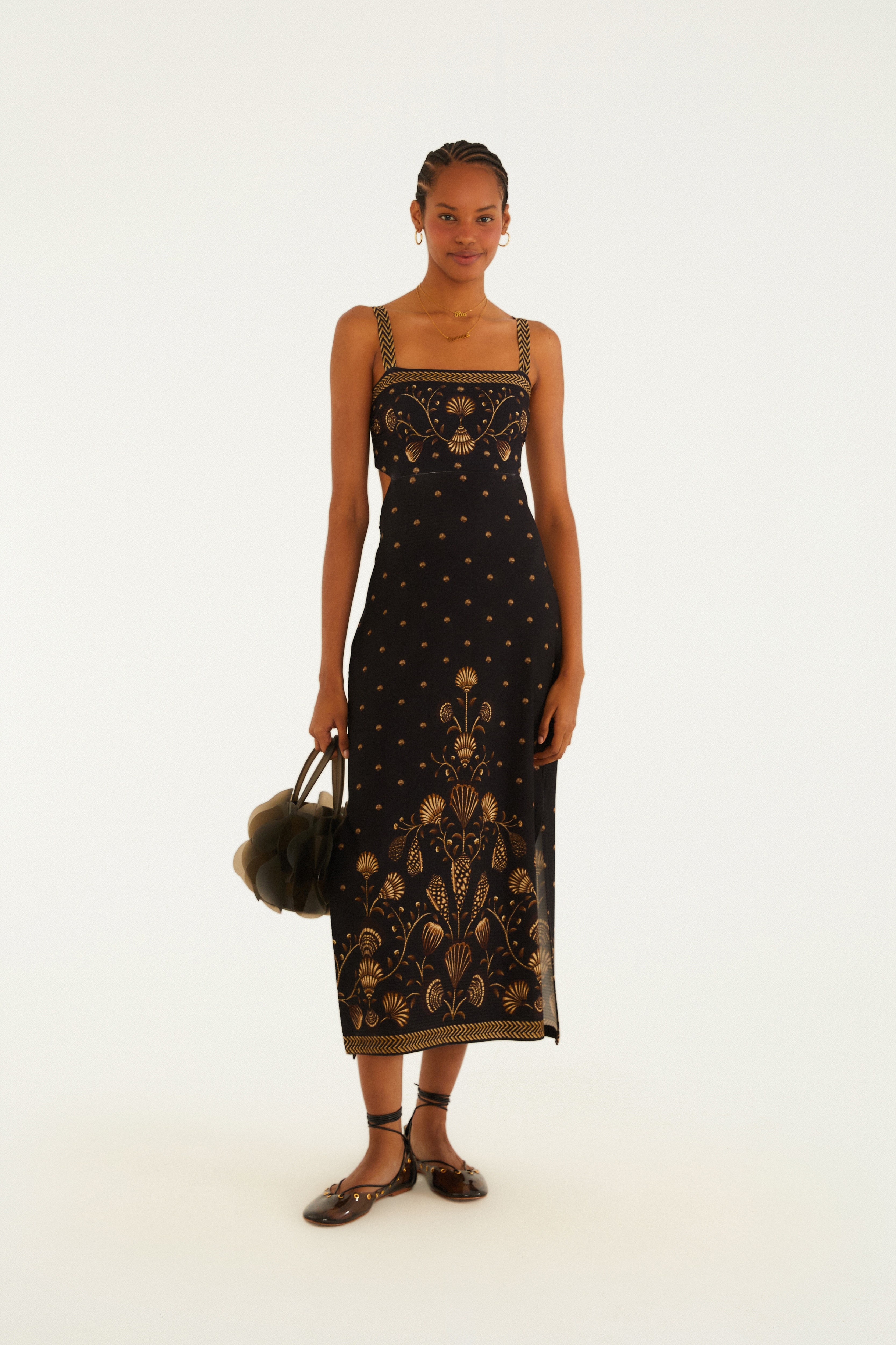 Vestido Midi Estampado Sonho De Concha