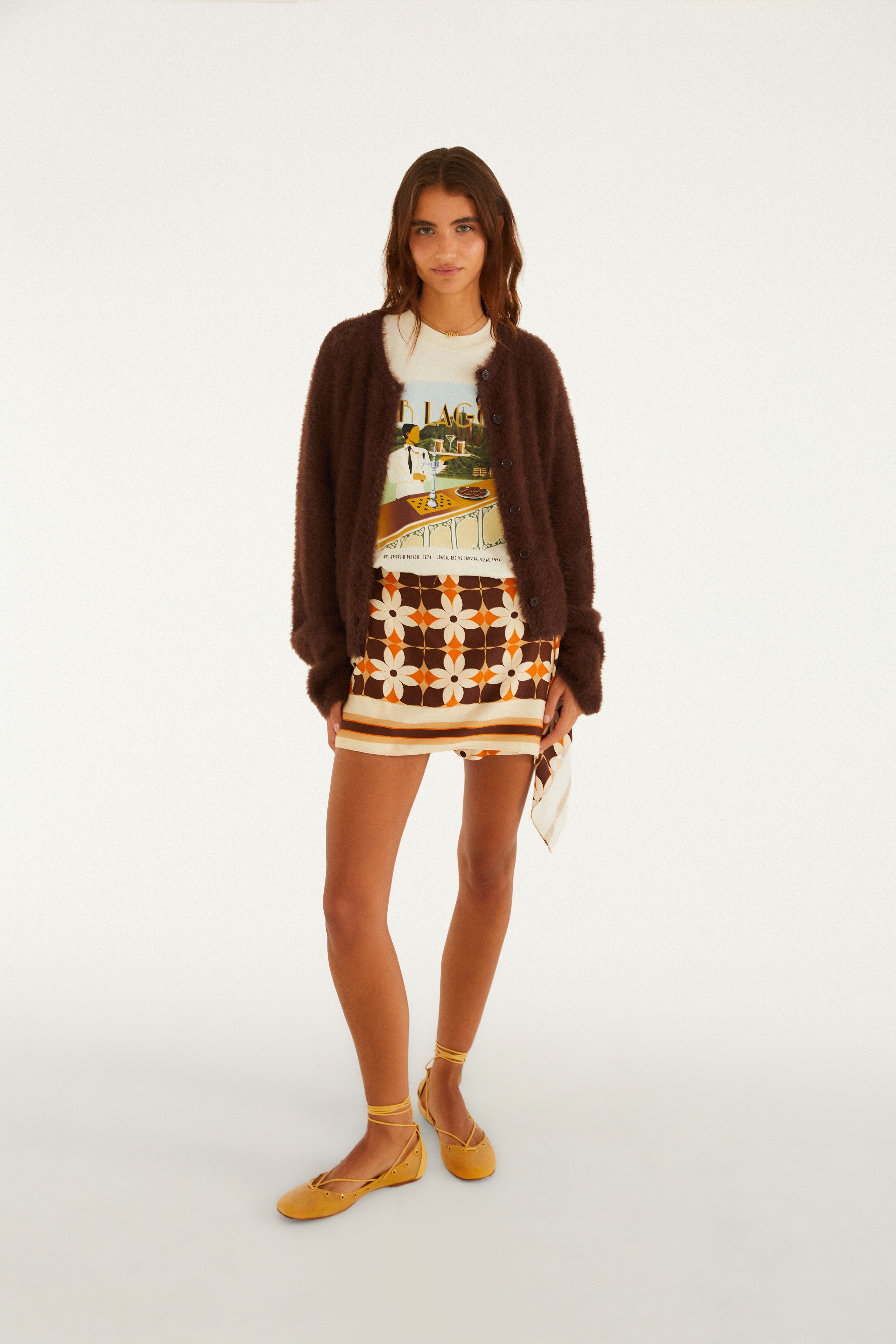 Short Saia Estampado Floral Gráfico