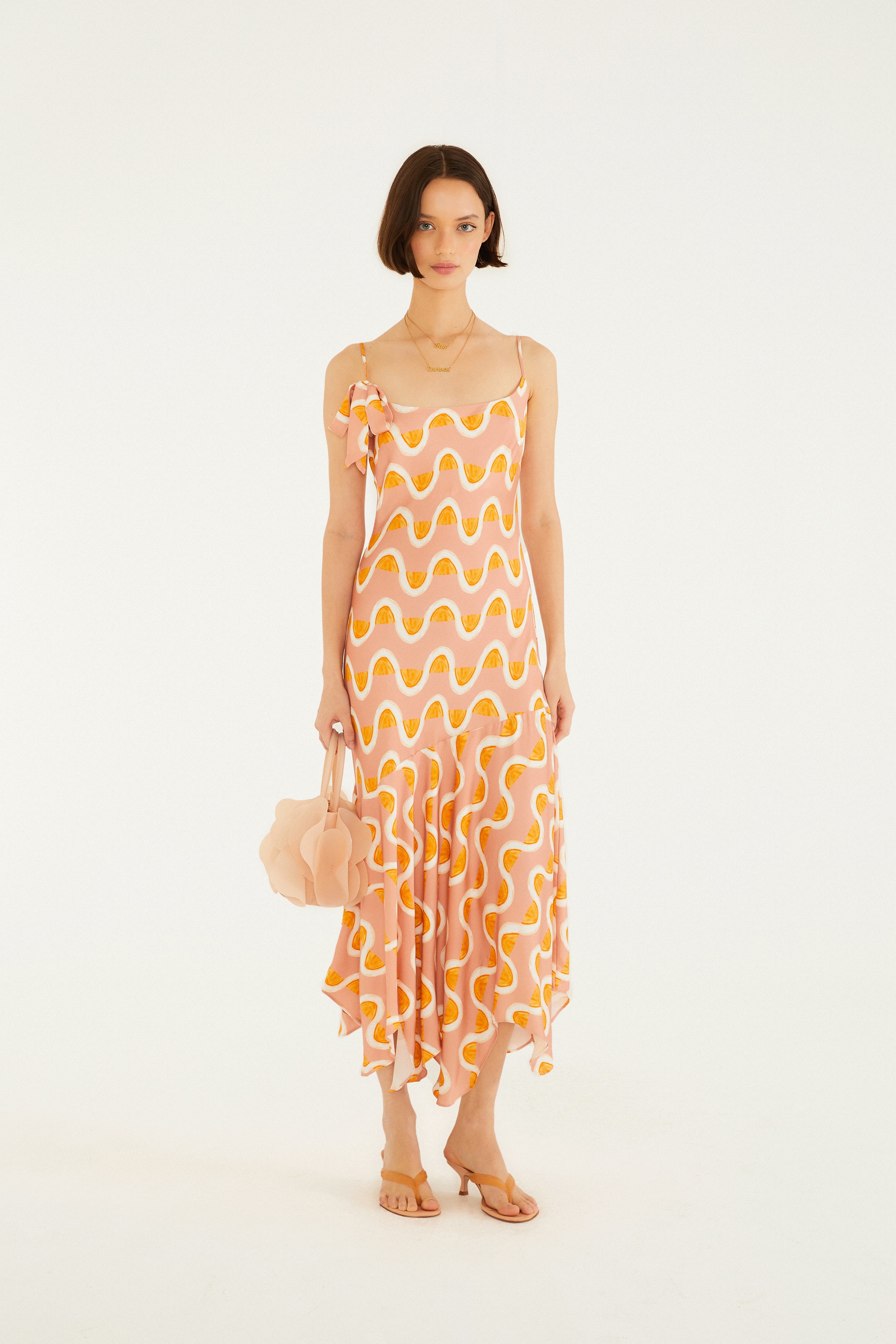 Vestido Pontas Estampado Da Gema Rosa