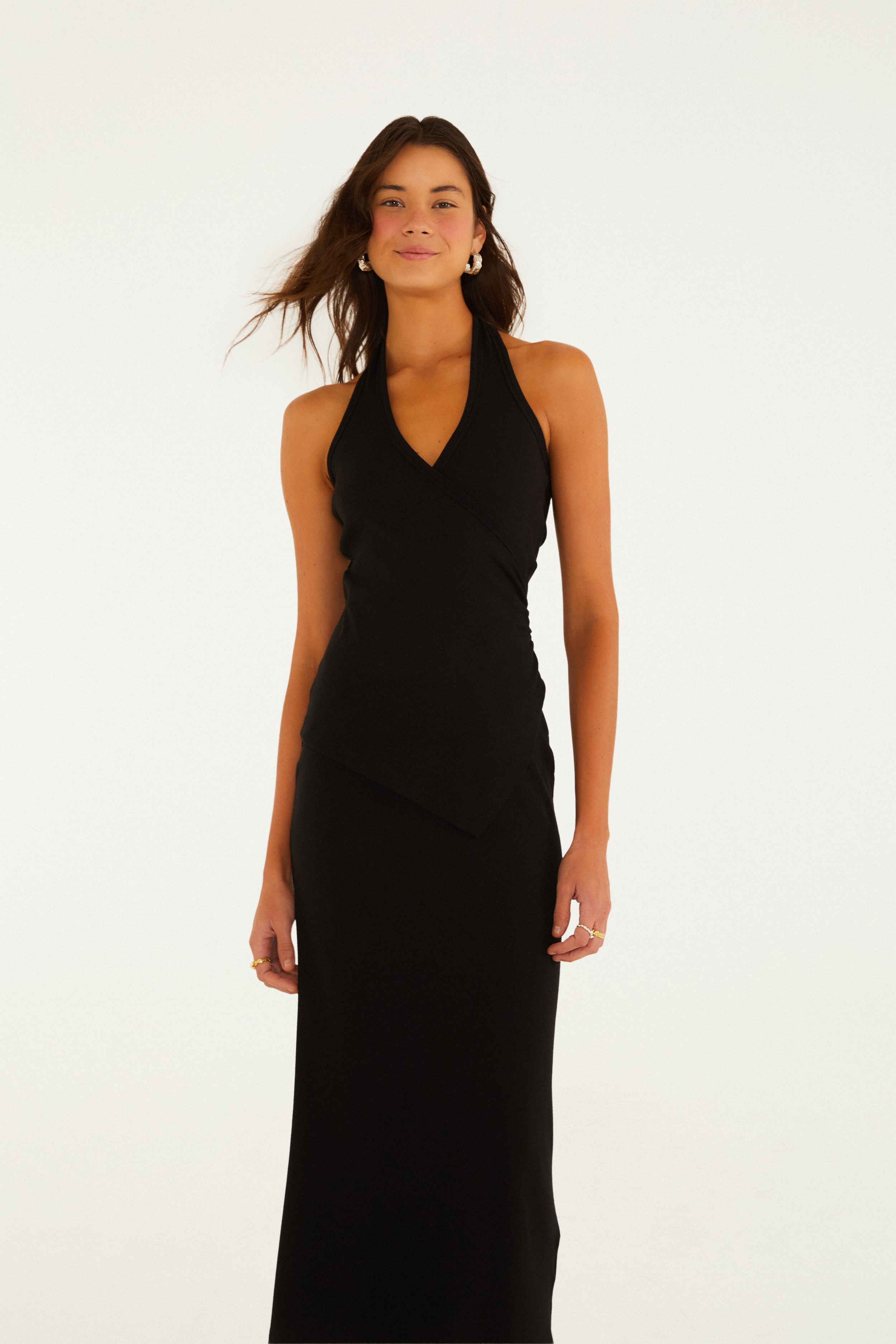 Vestido Cropped Rib Frente Única