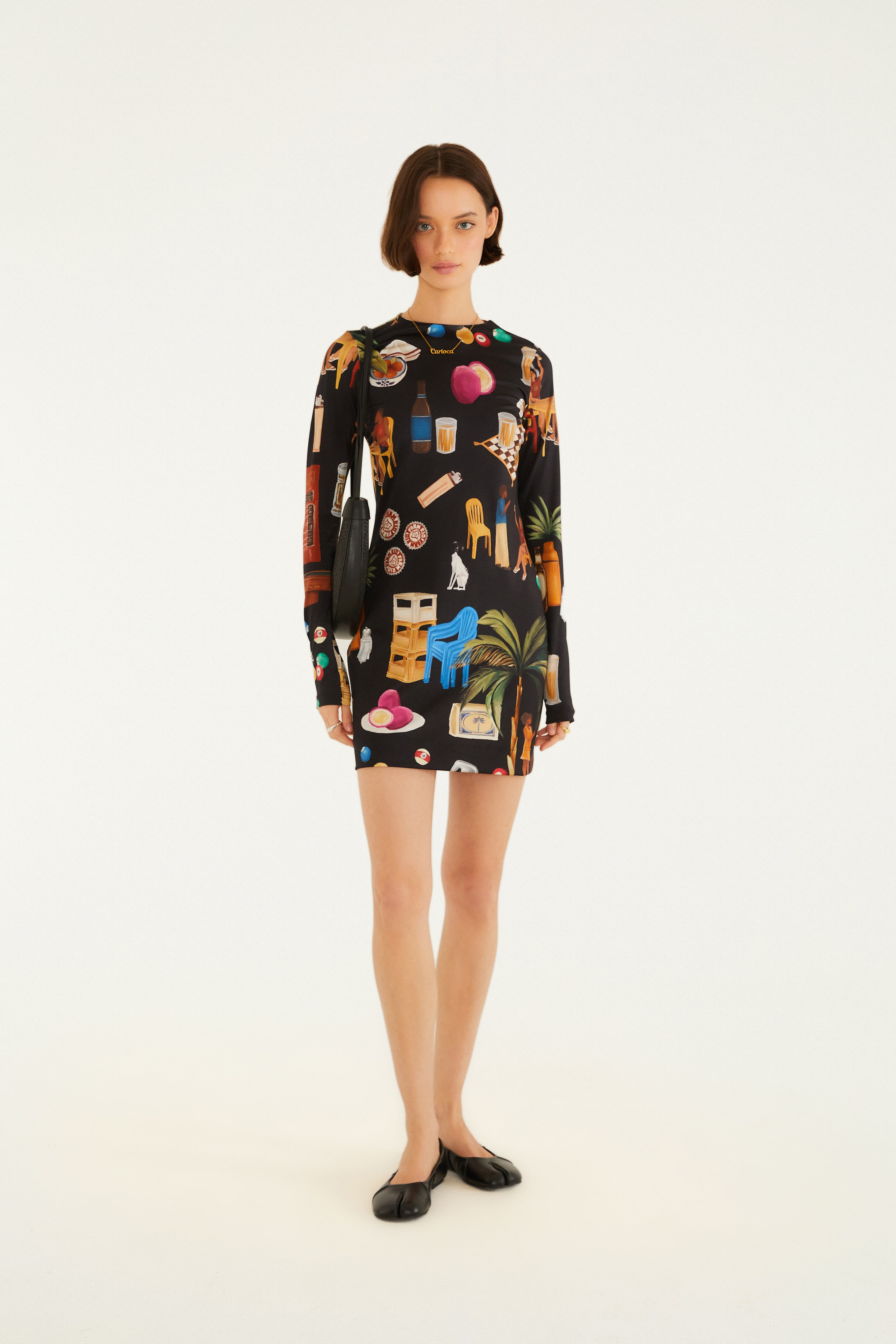 Vestido Curto Estampado Boteco Carioca