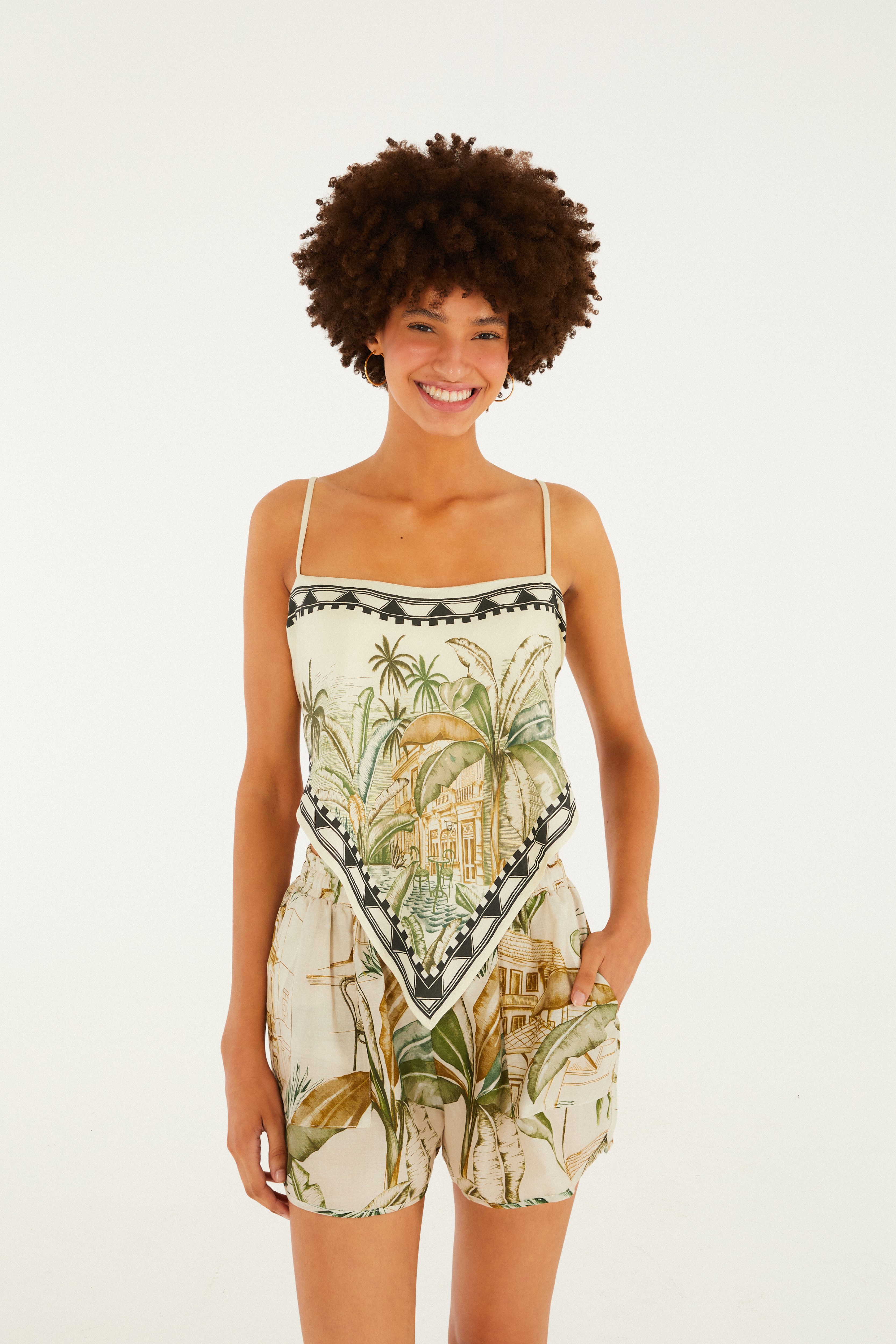 Short Estampado Teresa Bege Creme — foto 2