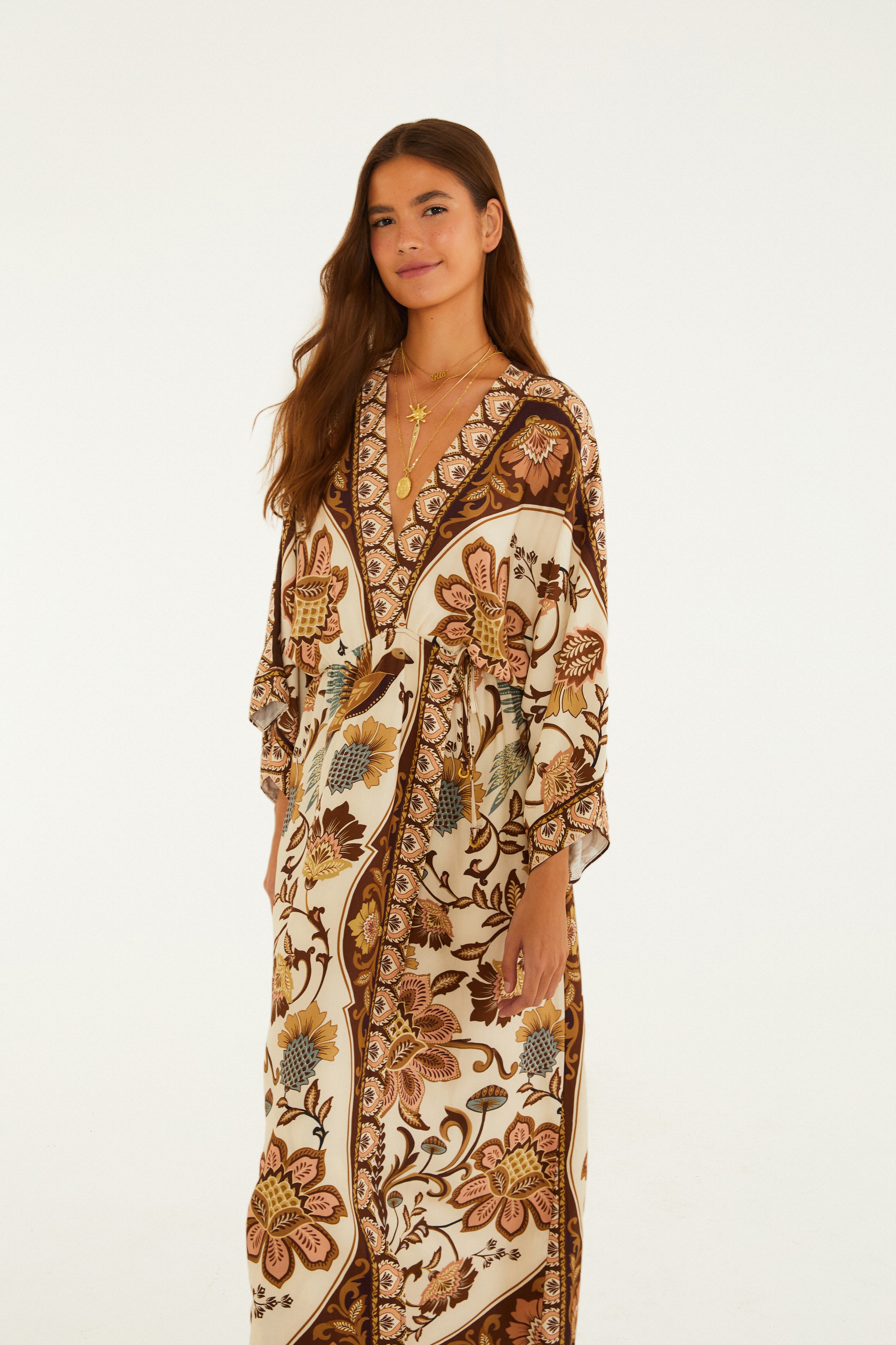 Vestido Cropped Estampado Romance De Pássaro — foto 2