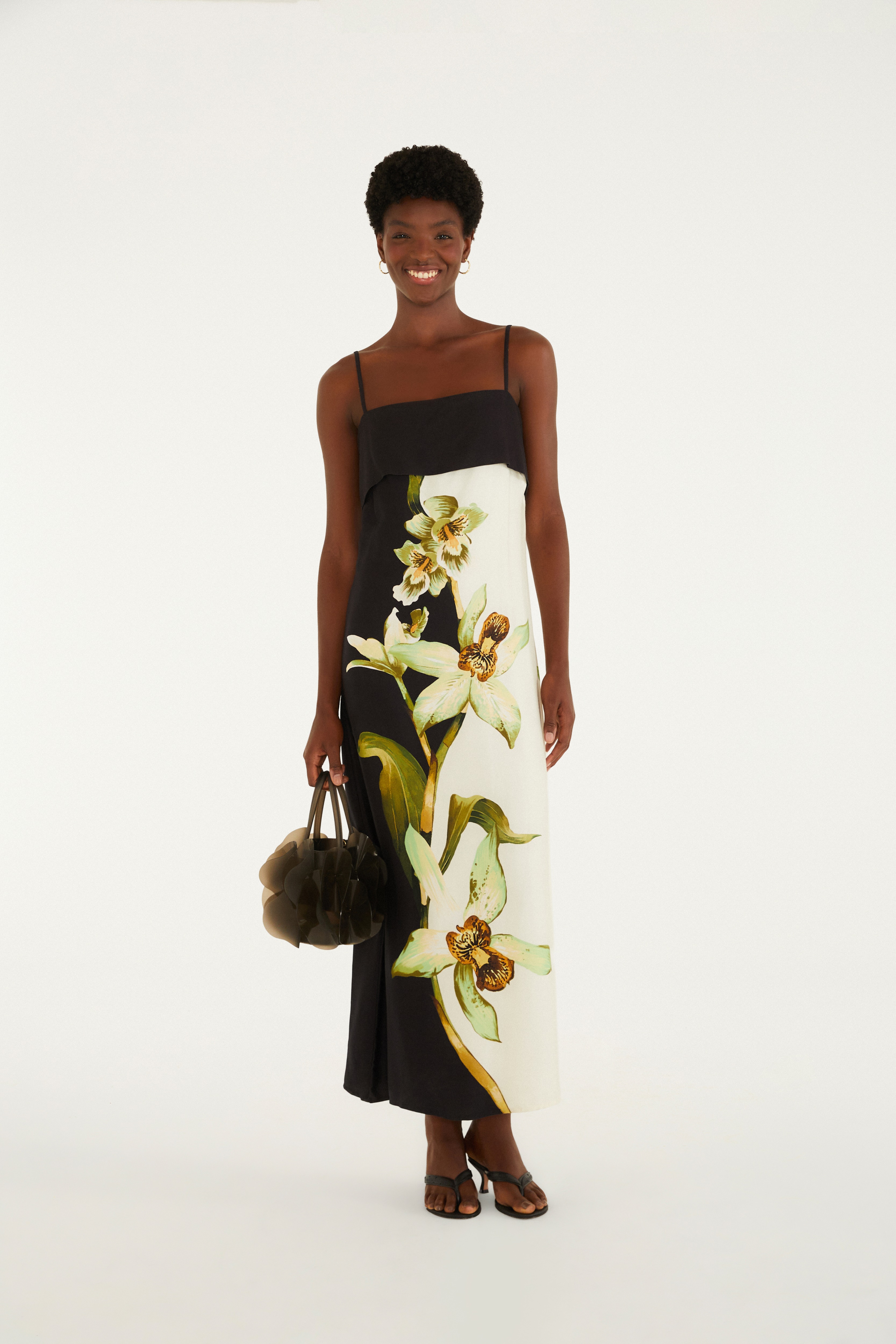 Vestido Longo Pala Estampado Floral Orquídea — foto 2