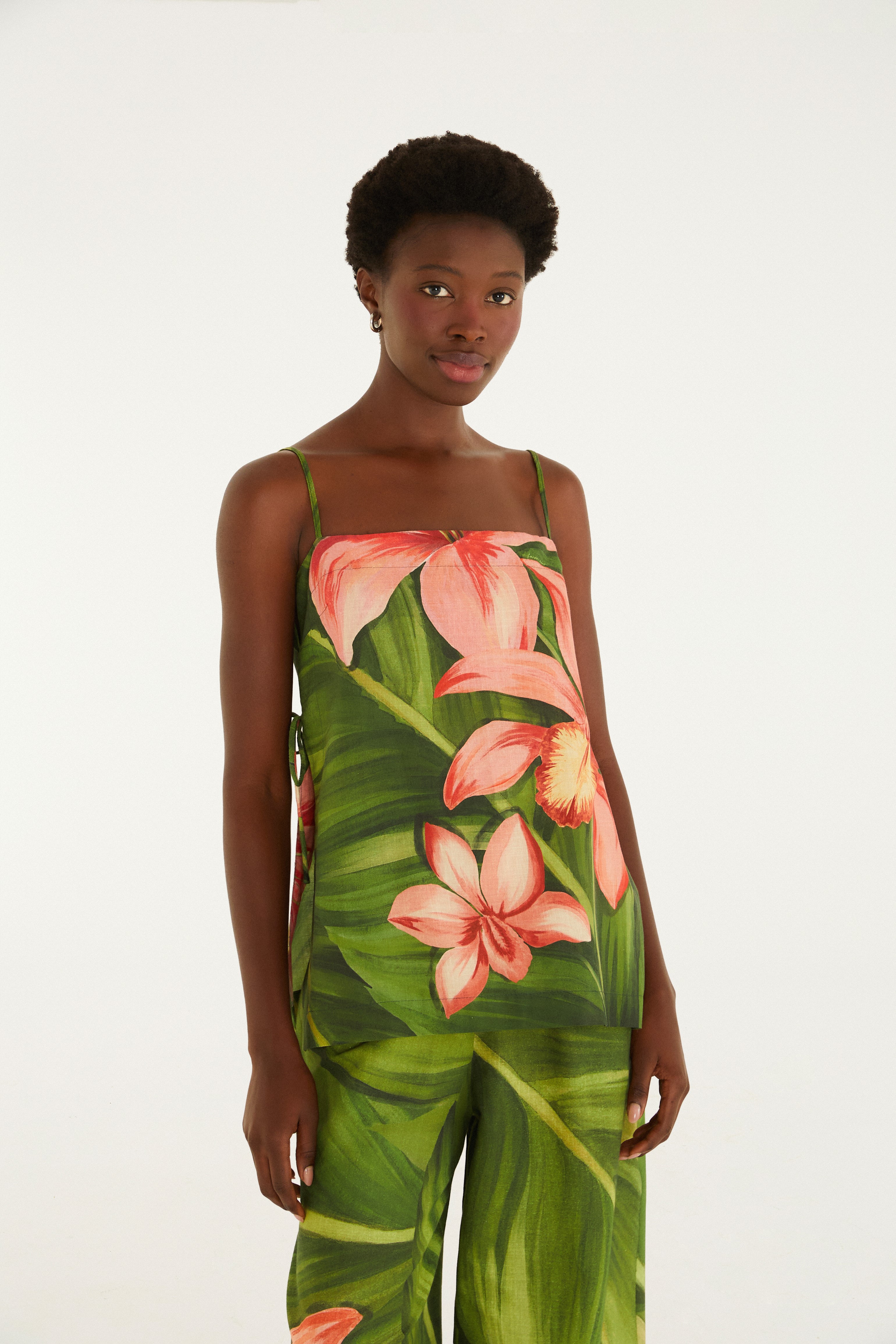 Blusa Estampada Flor De Bananeira