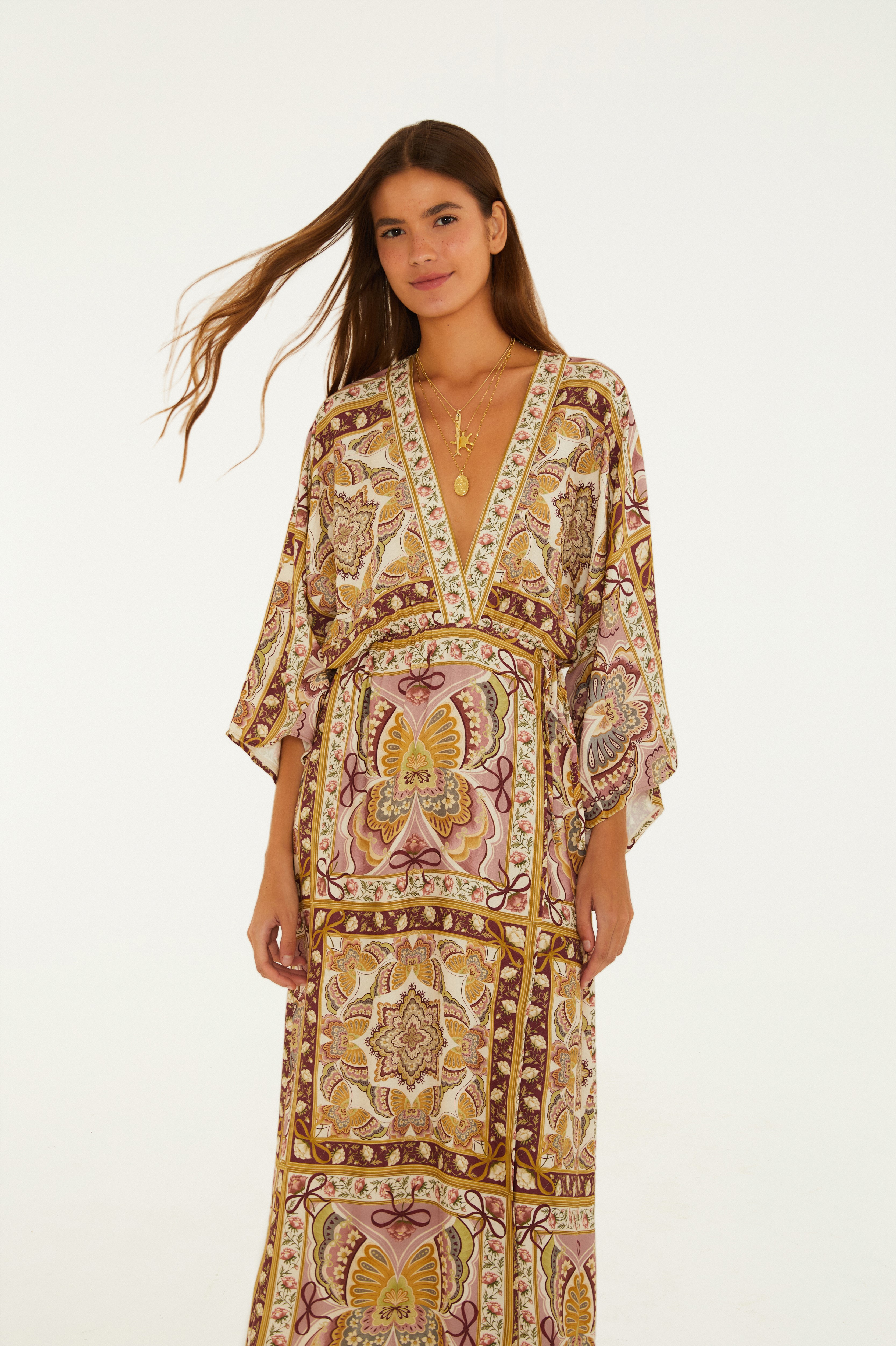 Vestido Transpasse Estampado Sophie