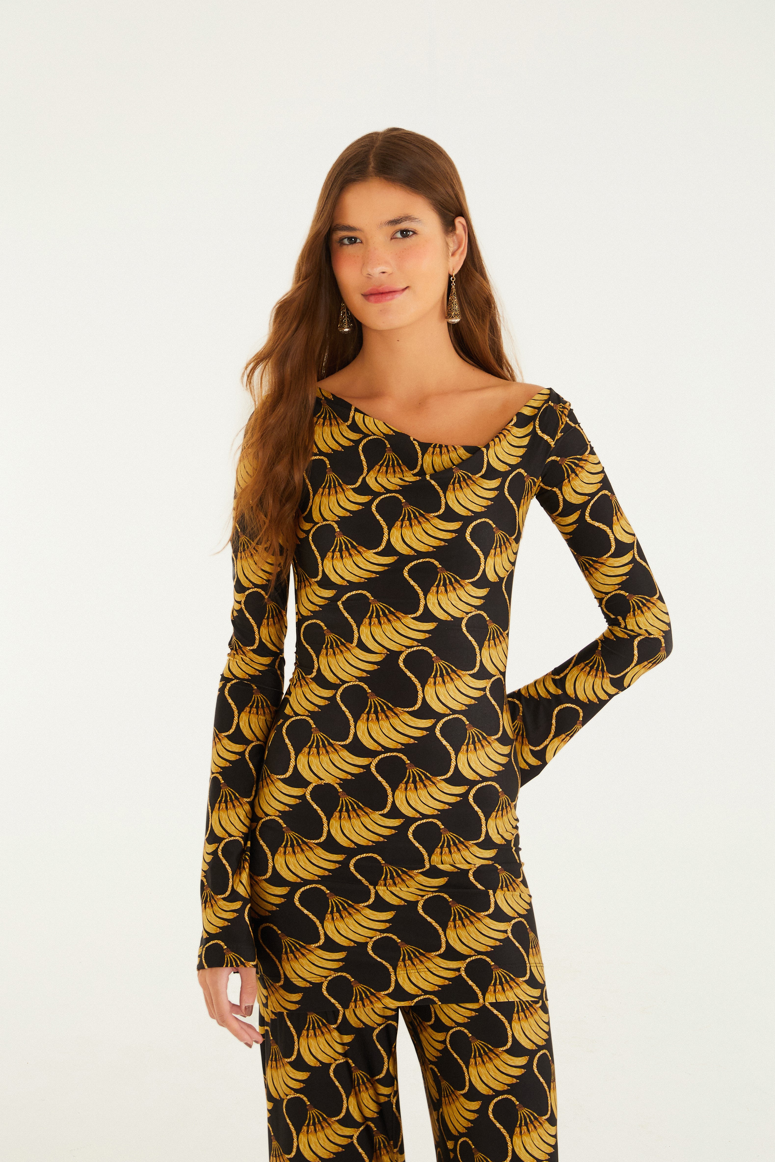 Vestido Curto Estampado Banana Tassel Mini — foto 2