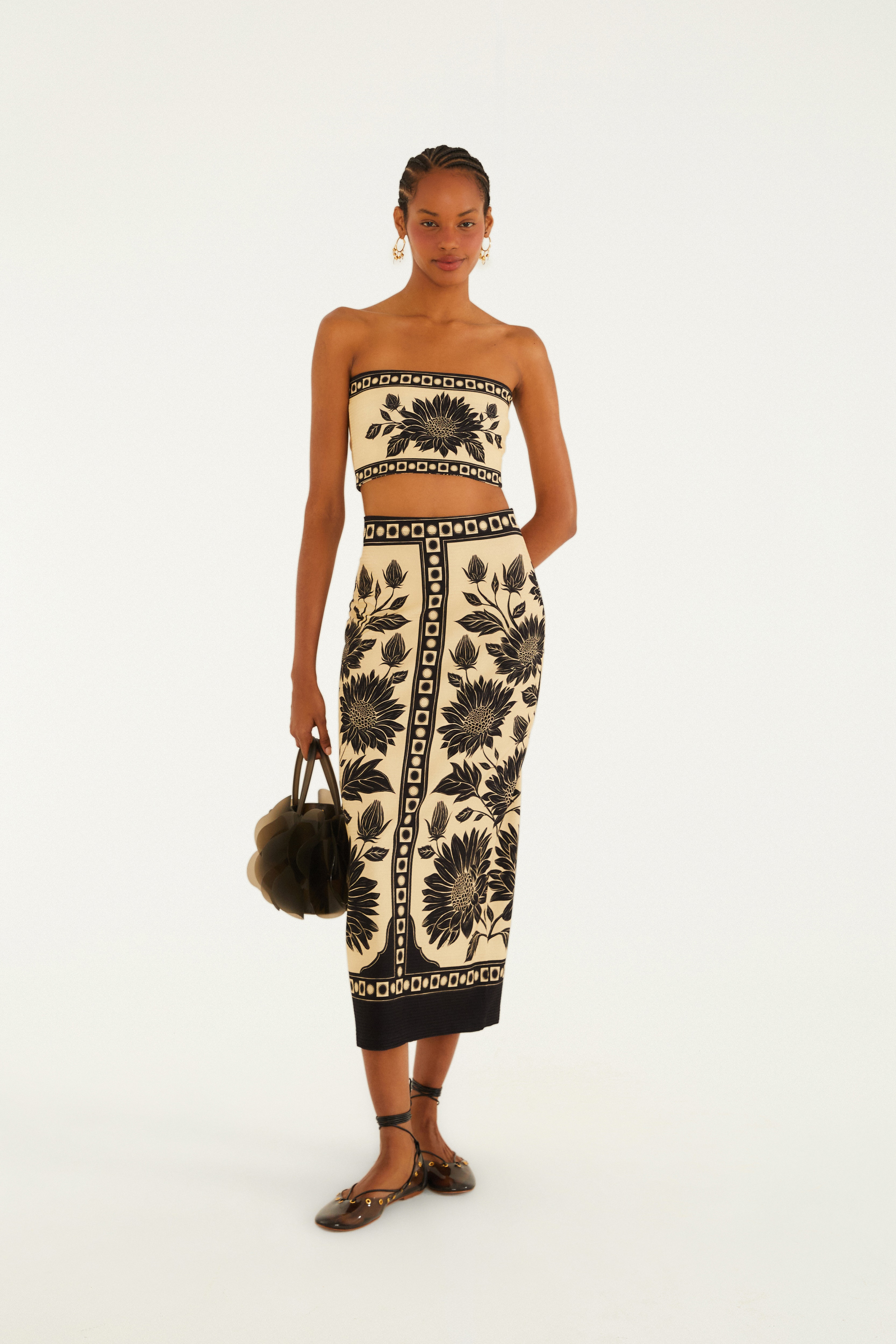 Saia Midi Reta Estampada Maria Lia — foto 2