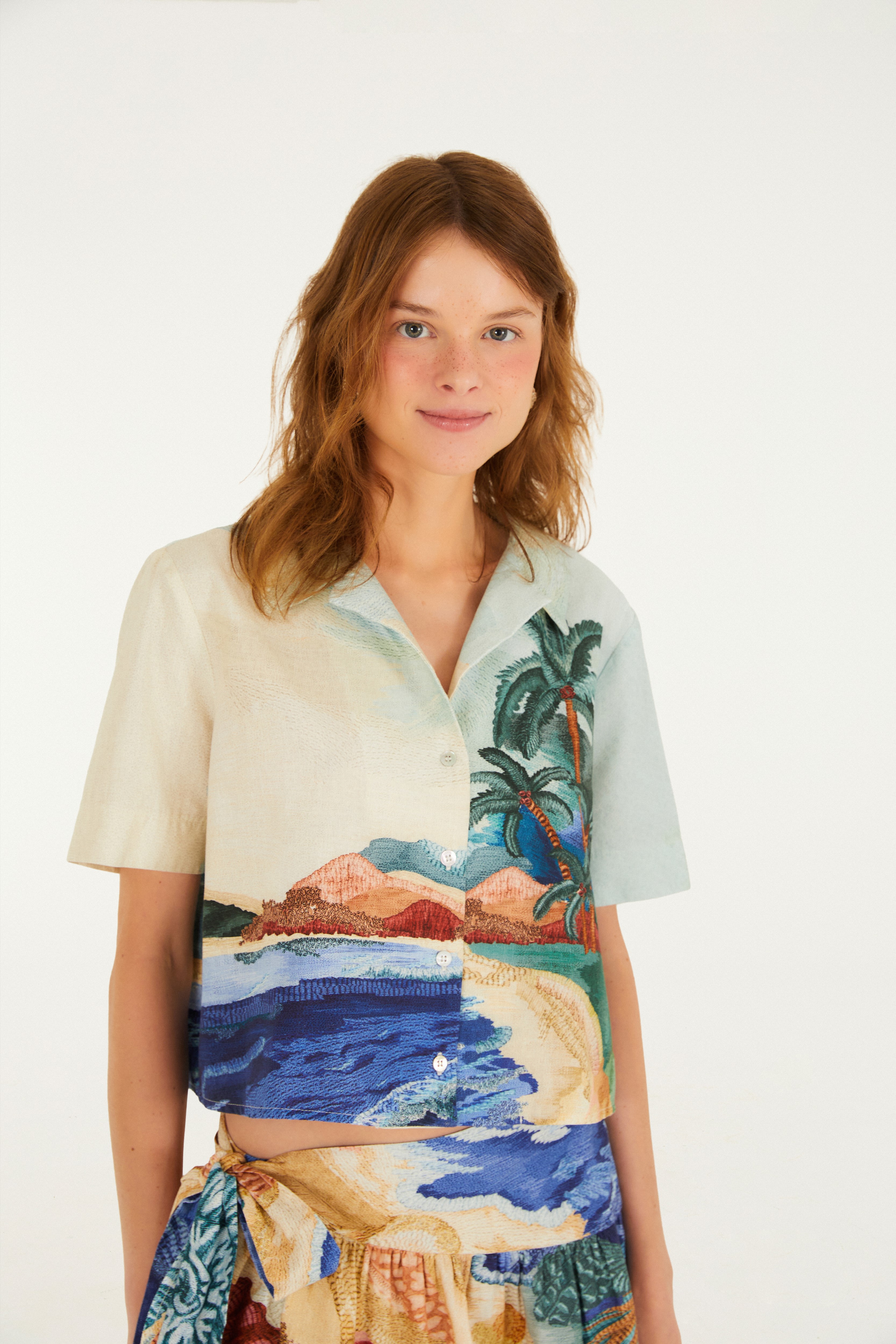 Camisa Estampada Borda Praia — foto 2