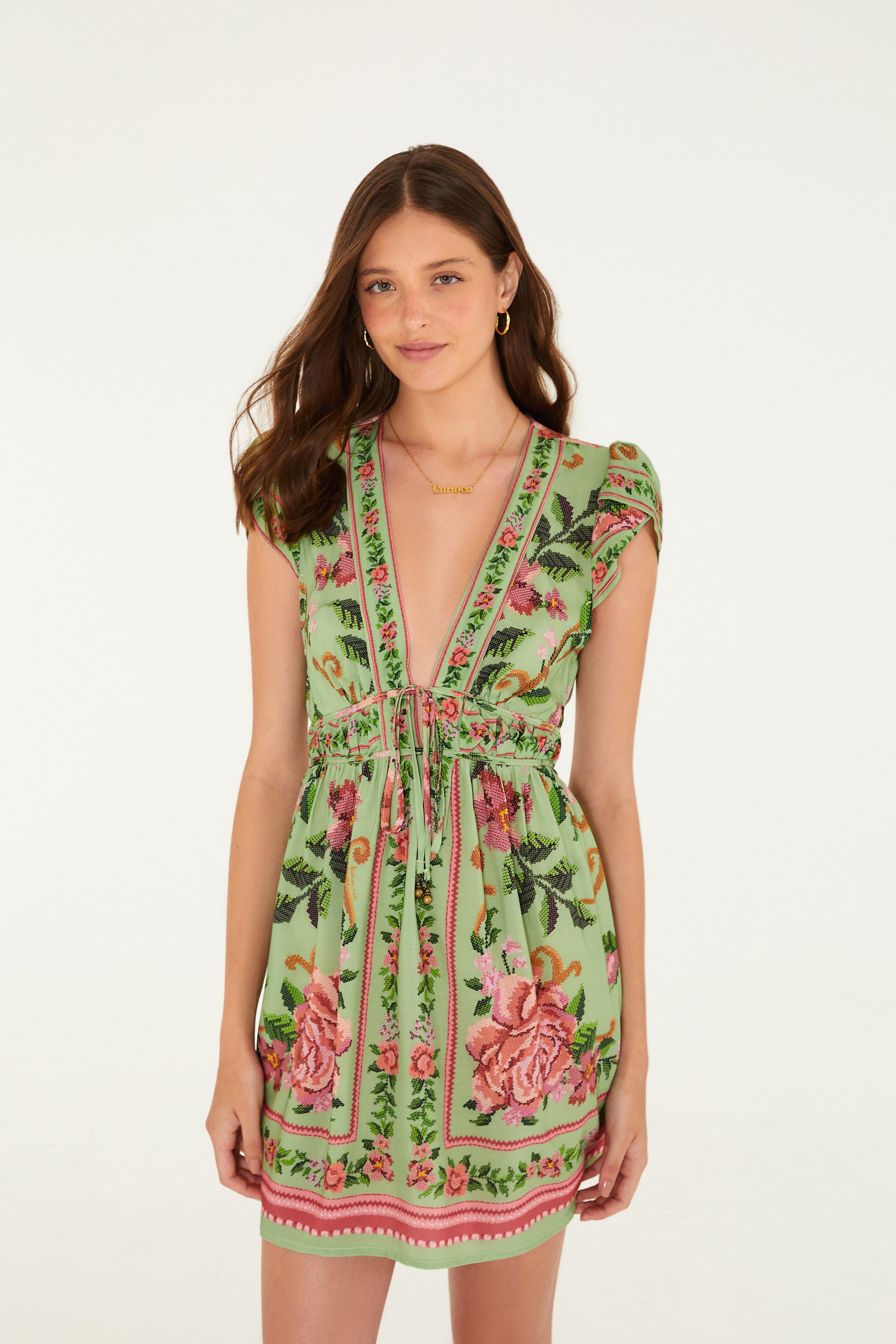 Vestido Curto Estampado Flor Realeza — foto 2