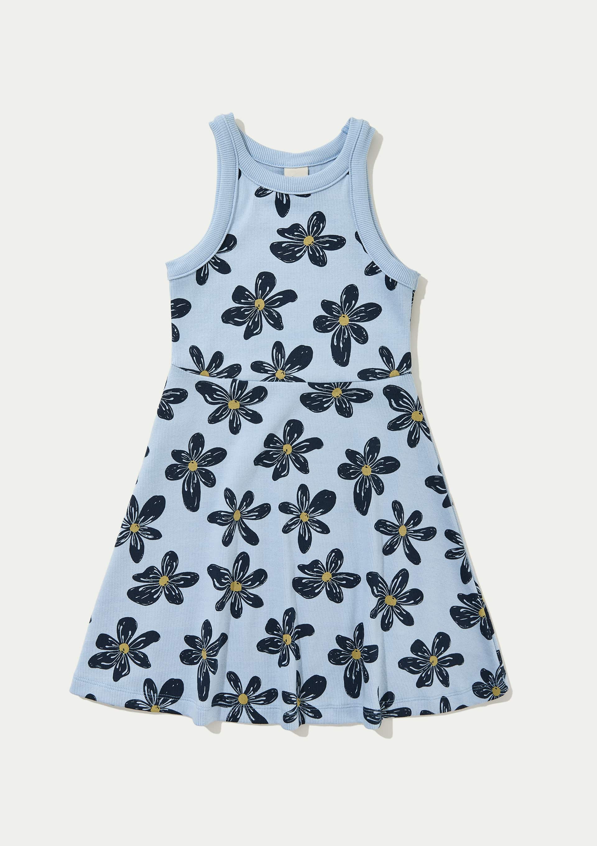 Vestido Infantil Curto Em Ribana Canelada - Azul