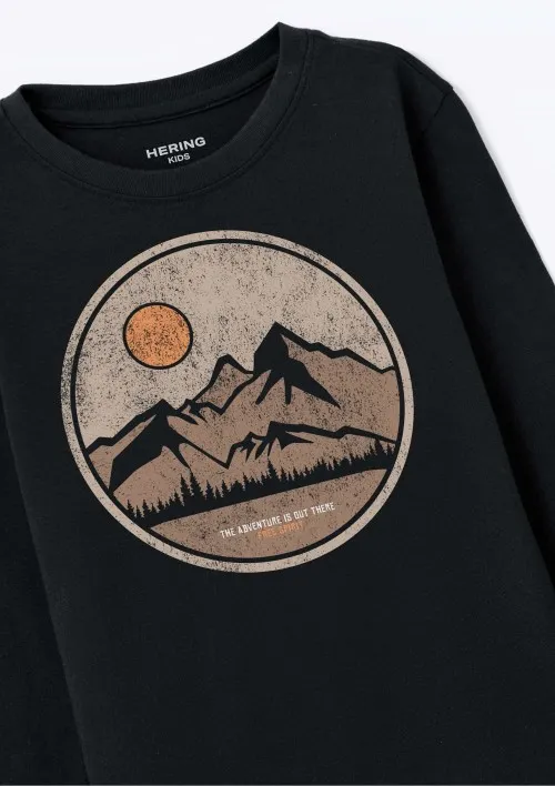 Camiseta Infantil Menino Manga Longa Com Estampa Hering Kids - Preto — foto 3
