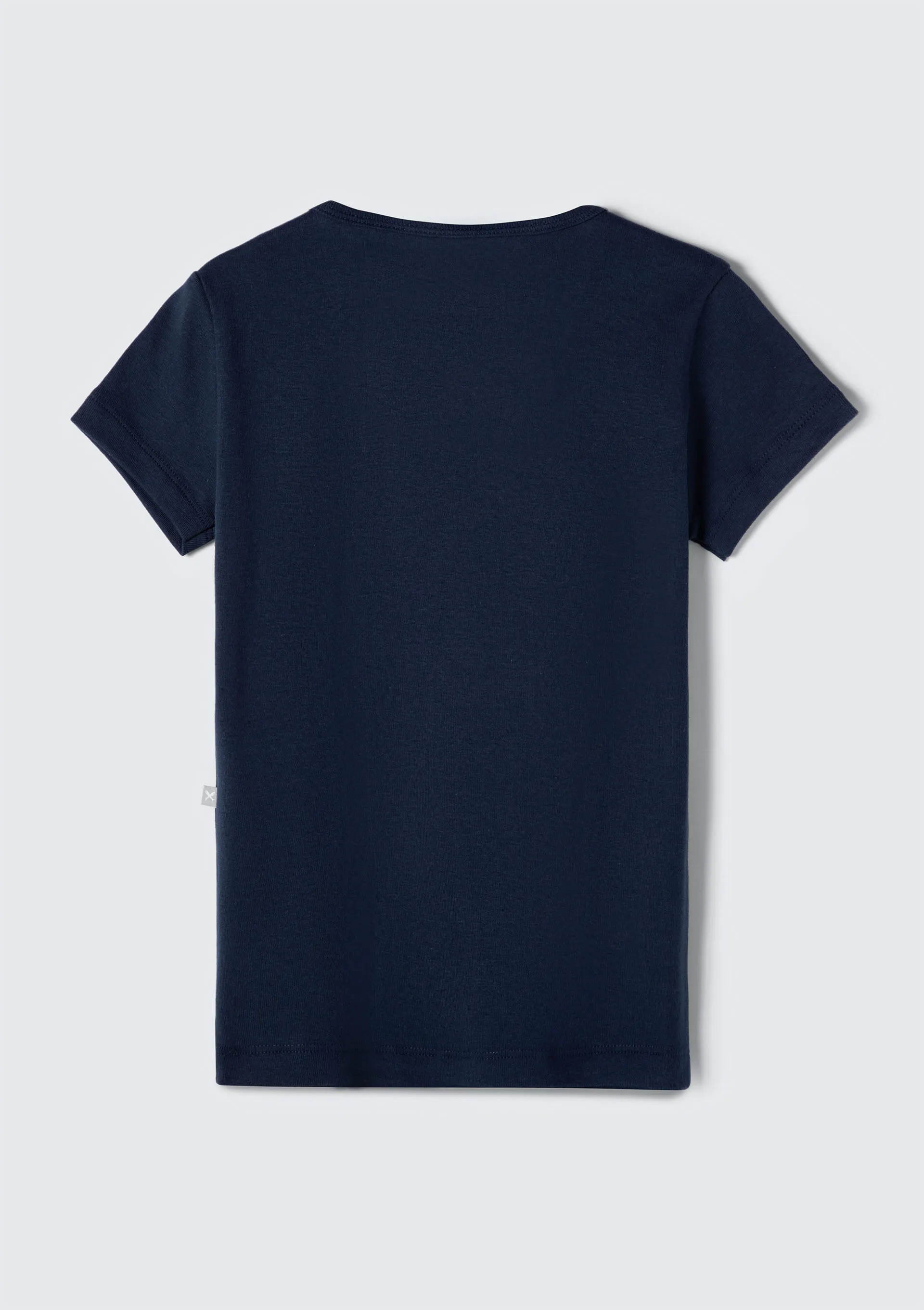 Blusa Básica Infantil Menina Manga Curta Slim Em Ribana   - Azul — foto 3
