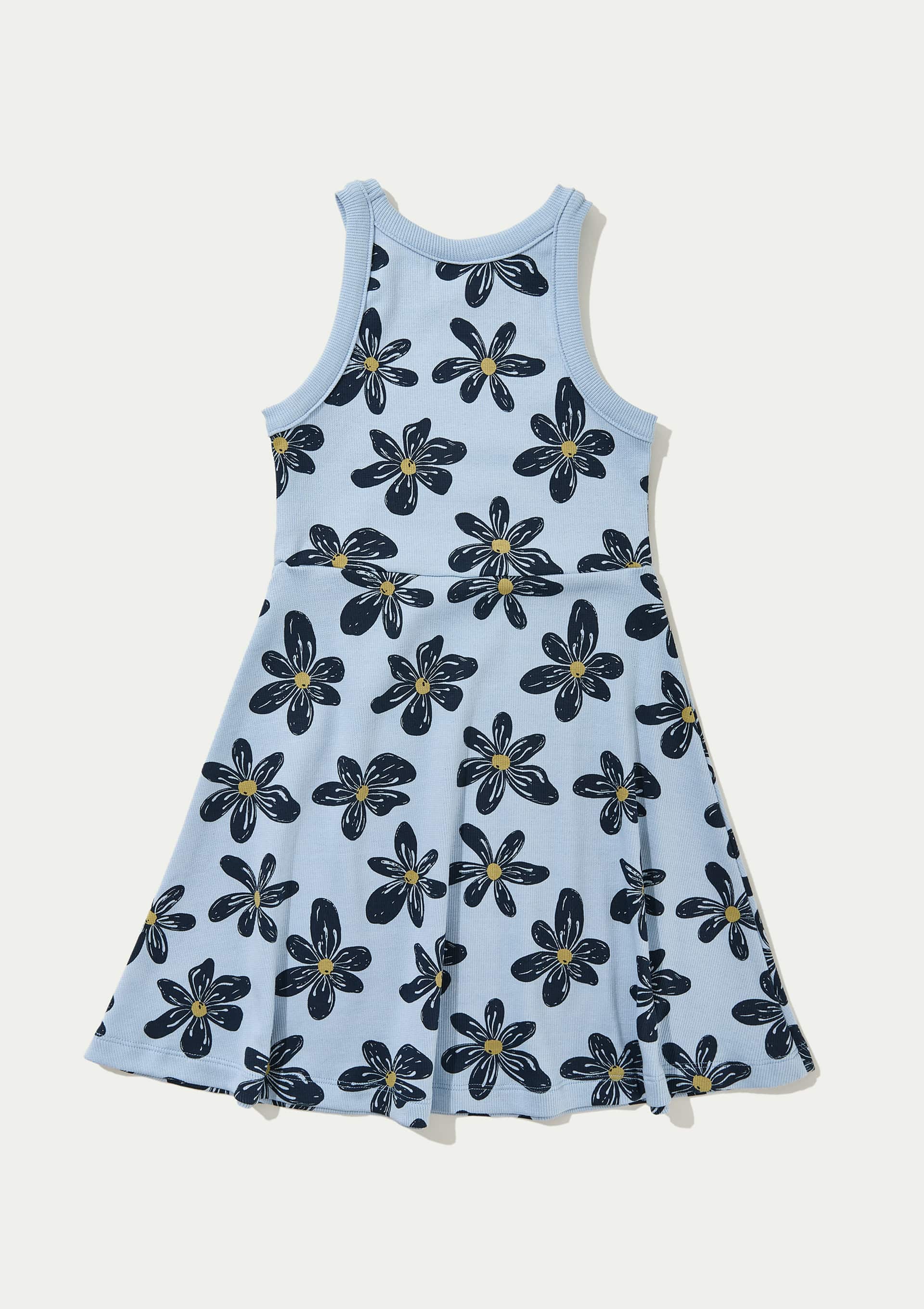 Vestido Infantil Curto Em Ribana Canelada - Azul — foto 3