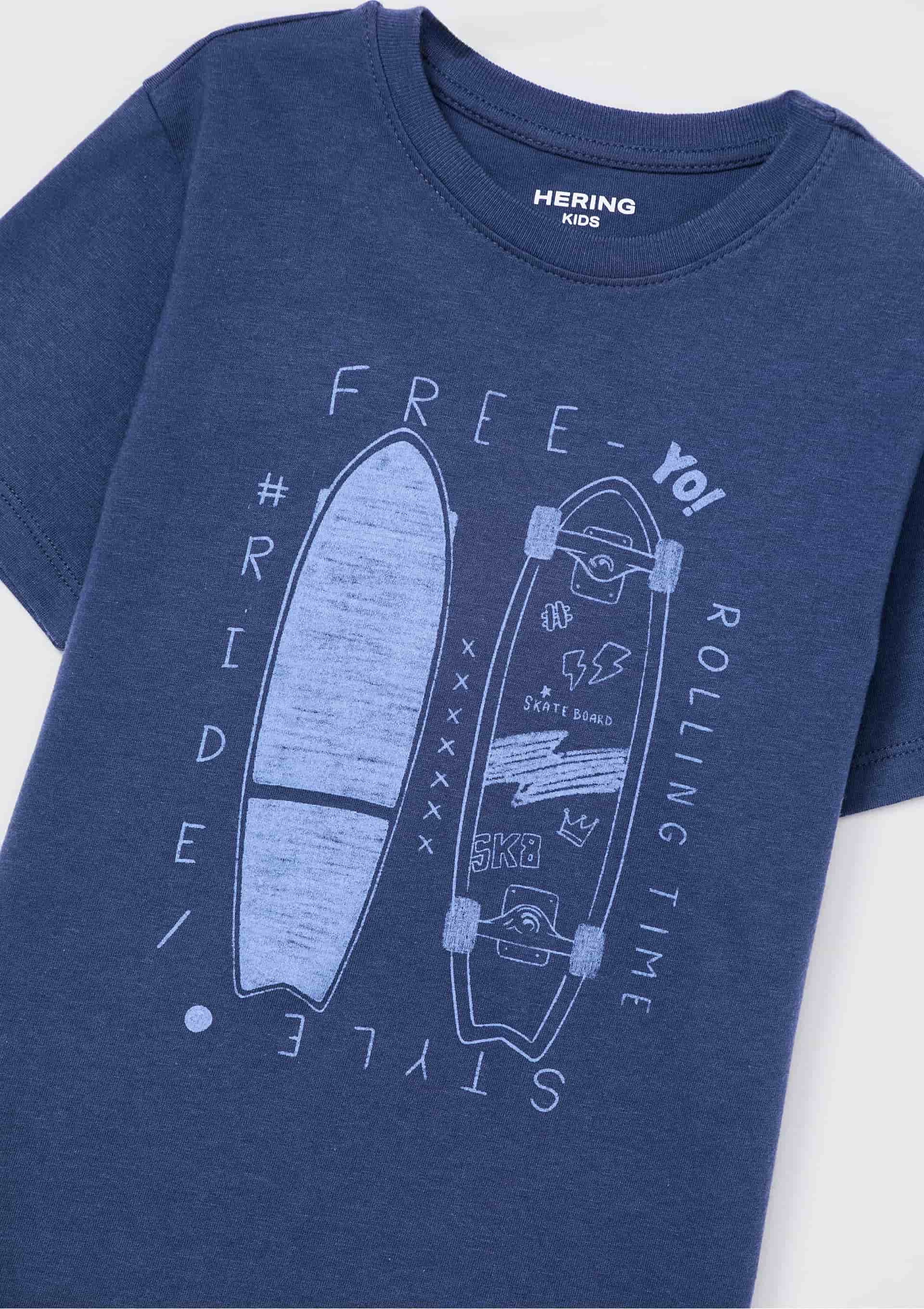 Camiseta Infantil Menino Manga Curta Com Estampa - Azul — foto 4