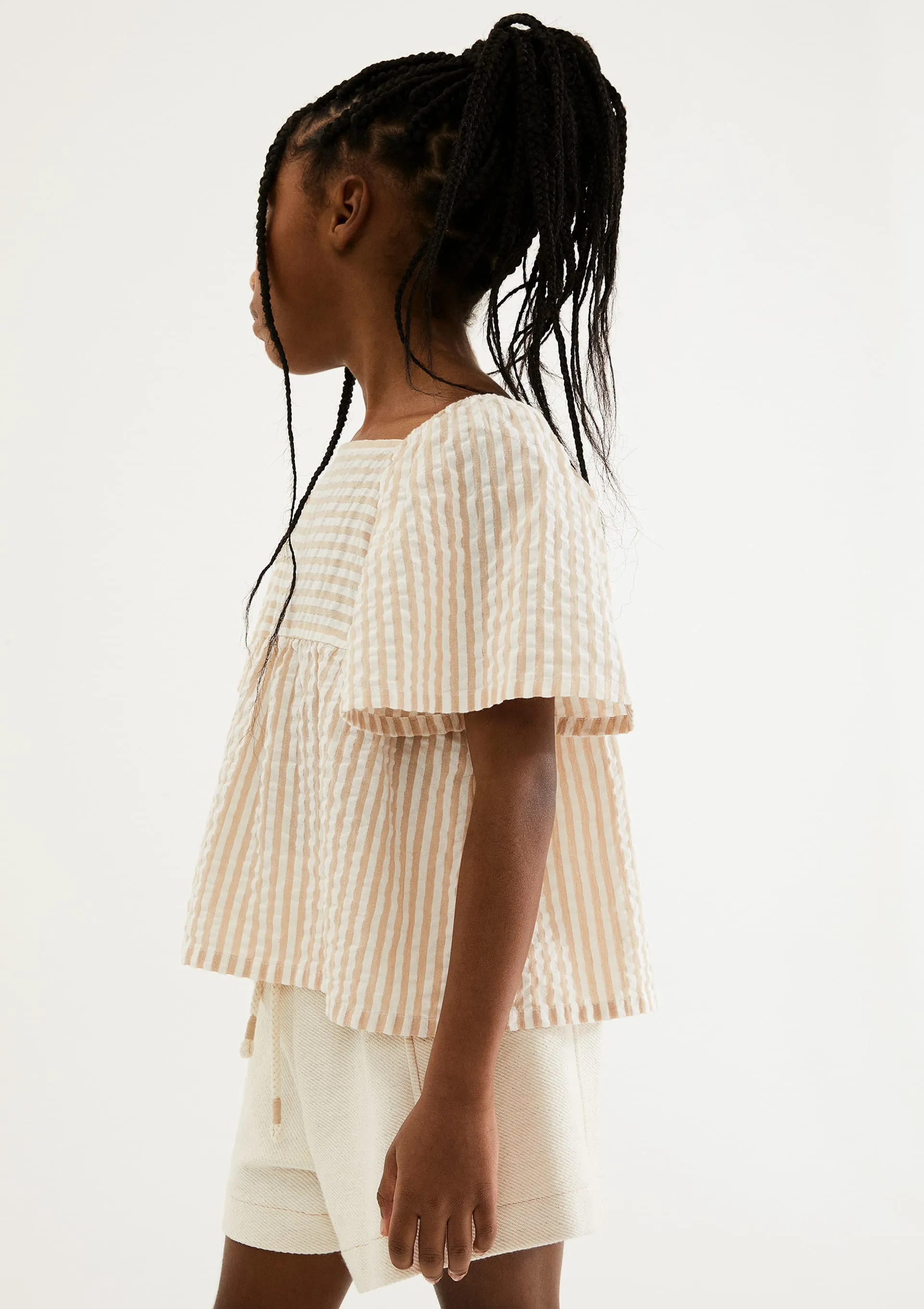 Blusa Infantil Menina Anarruga Fio Tinto Godê - Creme — foto 3