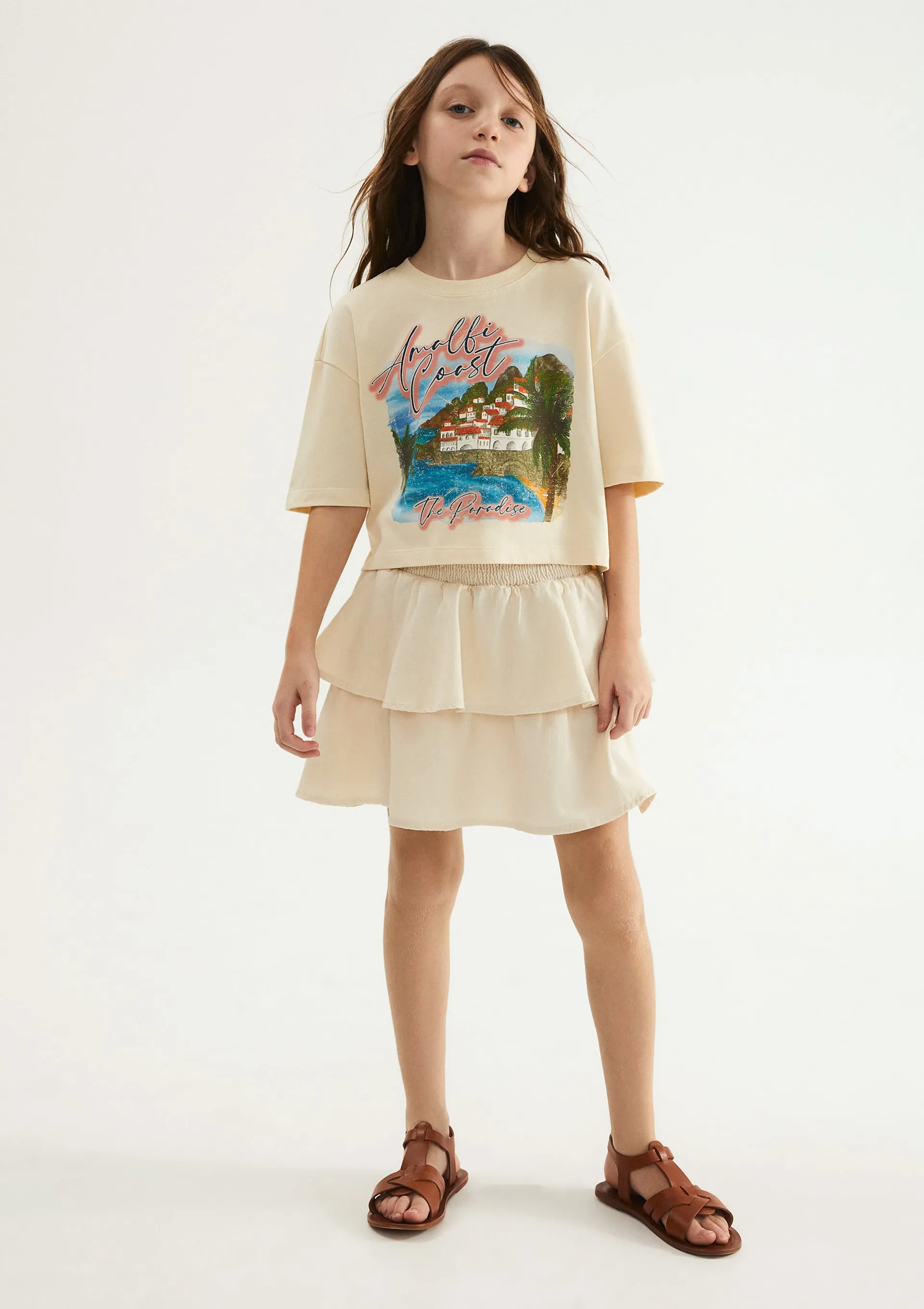 Saia Infantil Com Babados - Creme