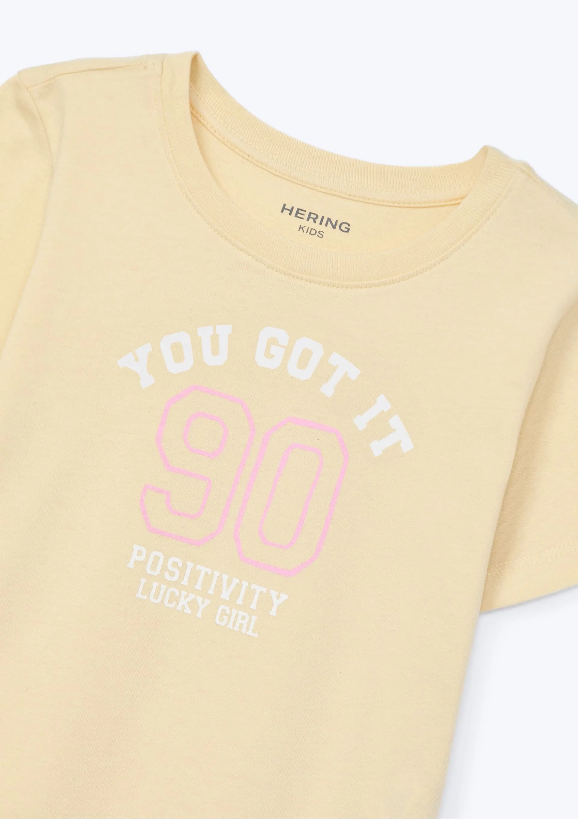 Blusa Infantil Menina Manga Curta Com Estampa - Amarelo — foto 5